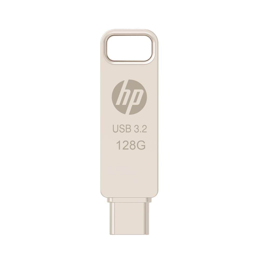 HP 886C 128GB OTG Flash Drive 3.2 Gold/Metallic Swivel Design/Durable Metal Material