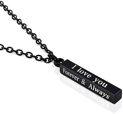 Personalized Stainless Steel Mens Necklaces Vertical Engraved Initial Name Bar Necklaces for Women Custom Necklaces for Couples Set Promise Necklace for Her Christmas Gift
