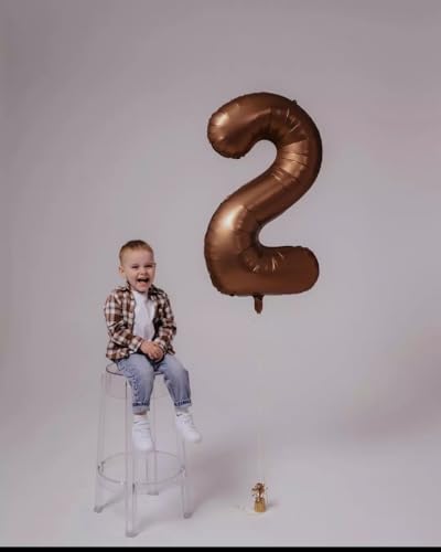 Image of Dark Brown Number Balloon 40 Inch, Coffee Brown 0 Number Balloons, 10 20 30 40 50 Numbers Balloon Chocolate Brown Birthday Decorations Party Supplies for Women Men