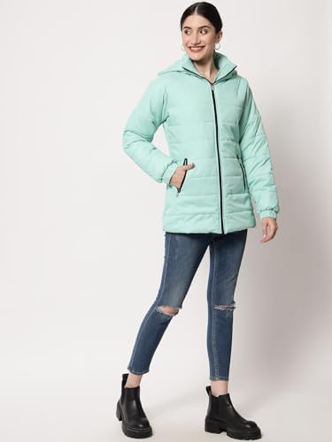 Image of KOTTY Women Nylon Full Sleeve Solid Long Length Puffer Jacket