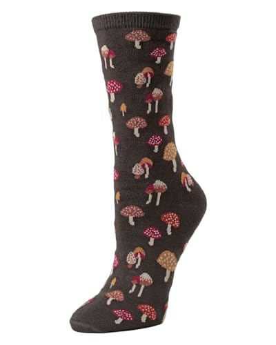MeMoi Mushroom Field Rayan Blend Crew Sock