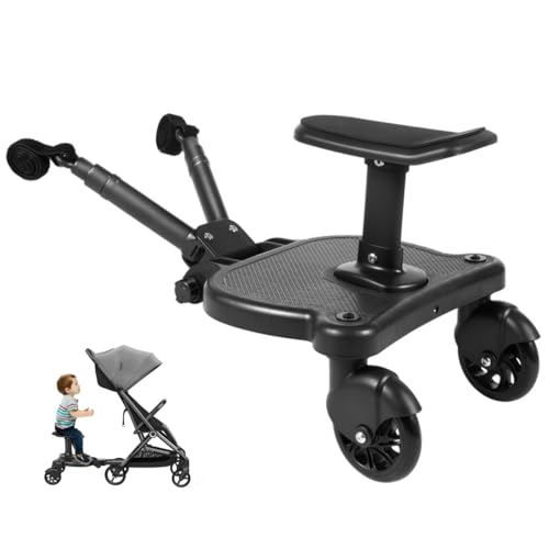 JAYGOVAN Universal Stroller Board 2-in-1 Buggy Board with Detachable Comfortable Seat Standing Board,Stroller Glider Board Suitable for Most Brands of Strollers, Holds Children Up to 55lbs