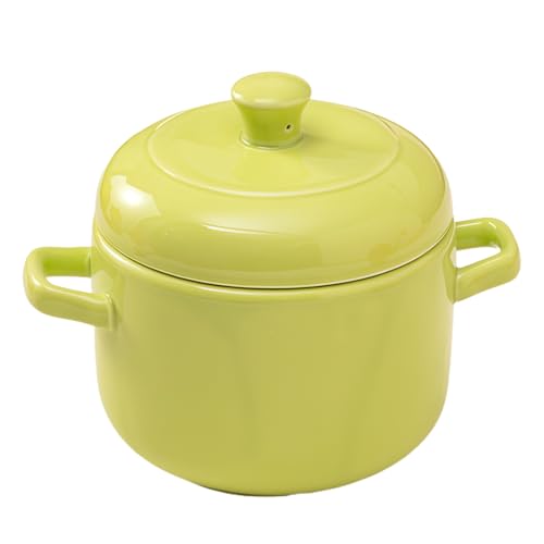 Jaamyears Cuencos pequeños de sopa de cebolla de 500 ml, taza de sopa de color sólido con asas y tapa, recipientes de cerámica aptos para horno