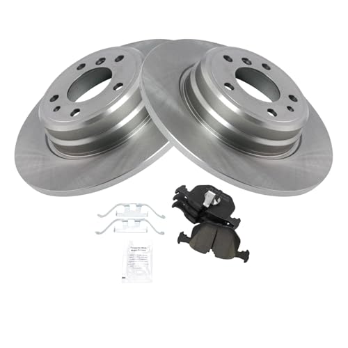 Image of TRQ Rear Brake Pad and Rotor Set Ceramic Compatible with 1995-2001 BMW 740i 740iL