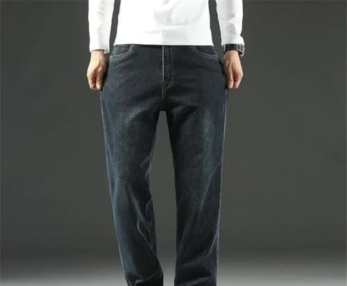 Men Loose Fit Wide Leg Denim Pants Business Casual Straight Jeans Spring Versatile Office Trousers4