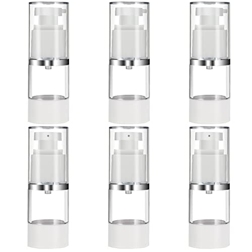 6 piezas Botellas de Viaje, 15 ml Bote Spray Pulverizador, Botes Viaje Rellenables, Botes Avion Liquidos, Airless Vacío Bomba Botellas, Loción Botella, para Loción, Esencia, Perfume, Gel de Ducha