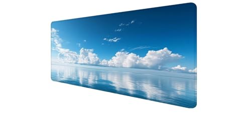 Tapis de souris XXL 700x300mm motif ciel nuage avec bords cousus