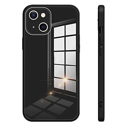 YIANERM Coque Compatible avec iPhone 13 6,1 Pouces, Verre Liquide Anti-Rayures, Anti-Chute Coque de Téléphone Droite en Silicone avec Protection pour Appareil Photo (Black) Cover