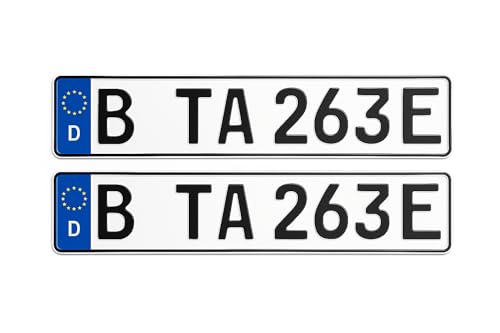 Matrícula de coche – Oficial para autorización en Alemania, norma DIN 74069, incluye sello de homologación DIN, reflectante y resistente a la intemperie, fabricado en Alemania, personalizable