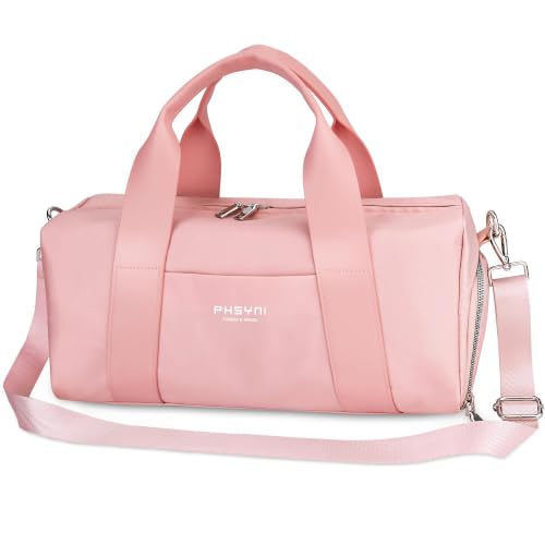 Pequeña Bolsa De Deporte para Mujeres, Niñas y Niños,Diseño para Fitness,Entrenamiento, Baile, Ballet, Natación con Zapatero Independiente y Bolsillo Impermeable(Rosa,40x19x20 cm,15L)
