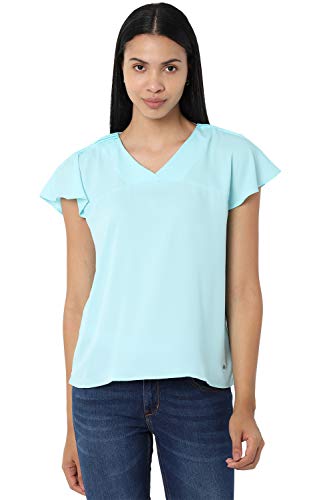 Image of Allen Solly Solid Polyester Round Neck Womens Top (S21ASCRGPY99256-P)