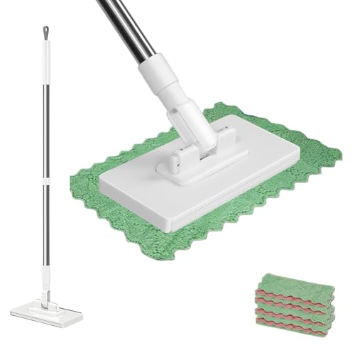 Fregona Antipolvo Desechable, Fregona Antipolvo Desechable con 4 PañOs Reutilizables, Disposable Dust Mop for Dry and Wet Use, Multi Surface Floor Mopping with Extendable Handle