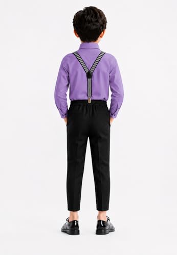 Image of SAGAR IMPEX Boys Cotton Blend Solid Full Sleeves Shirt and Pant Set with Suspender and Bow Tie | Clothing Set for Boys