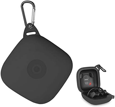 Anti Lost Carrying Protective Silicone Replacement Case for Beats Powerbeats Pro 2019 Full Body Protection Shockproof Powerbeats Charging Case Skin and Cover with Carabiner Black