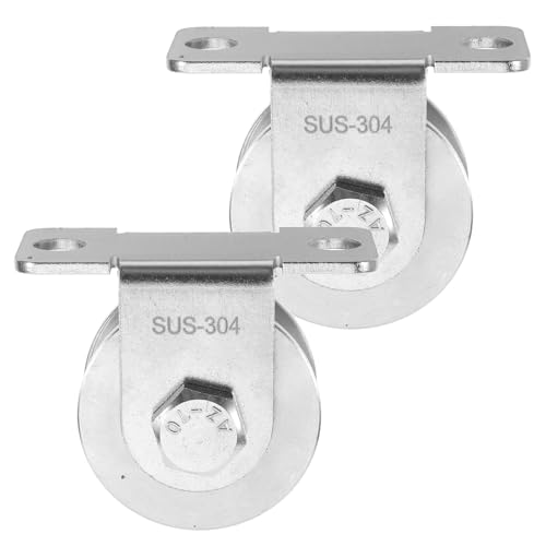 Set di pulegge in acciaio inox da 48 mm, confezione da 2 pulegge a parete con cuscinetti lisci per porte scorrevoli in fune metallica e applicazioni Ga, resistenti alla ruggine