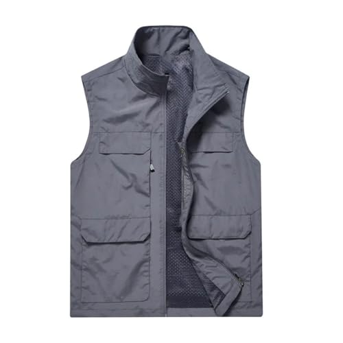 Men's Solid Color Jacket Double-Sided Vest Sleeveless Casual Multi-Pocket Vest3