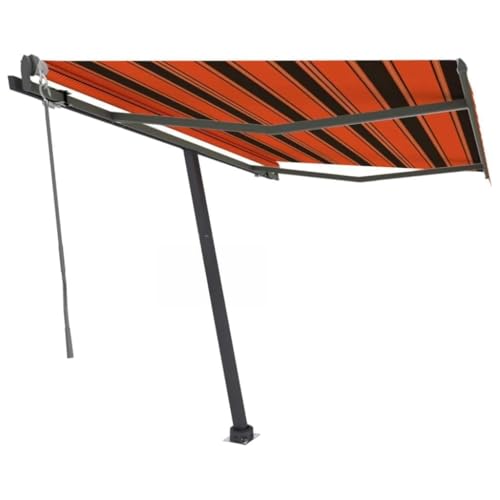 LAPOOH Toldo de pie automático, Toldo Balcon, Toldos Exterior Terraza, Toldos para Ventanas, Naranja y marrón 350x250 cm