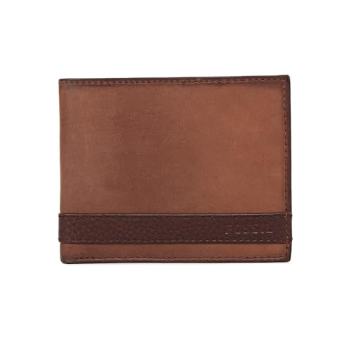 Fossil Portafoglio da Uomo Quinn - Bifold 100% Pelle Marrone, 11.5 cm L x 2 cm L x 9 cm H, ML3644200