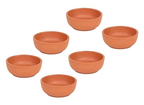 KRISHANA EXPORT STORE Clay Bowls for Kitchen & Restaurant Terracotta Handmade Clay Bowl 250 ML for Soup, Dal, Kadhi, Curry (Set of 6), Brown, Soup_Bowl_6_Set
