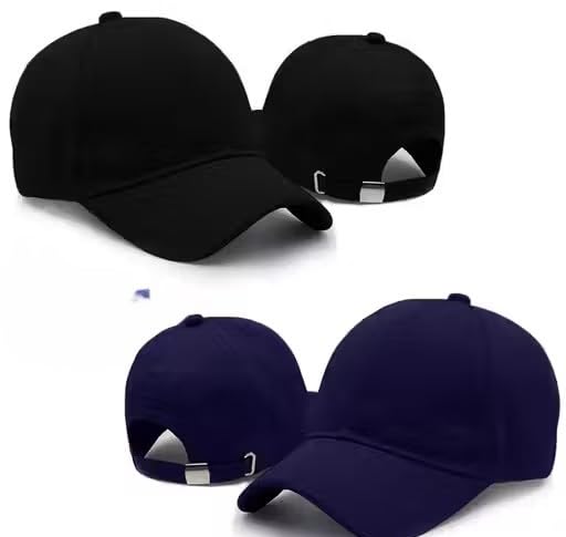 Plain Cap Combo Pack of 2, Black and Navy Blue-image-17