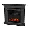 Real Flame Crawford Slim Indoor Electric Fireplace, Grey, Free-Standing with Real Wood Mantel Finish - 6 Flame Colors, Adjustable Thermostat, 120V, 1400W, 5100 BTUs