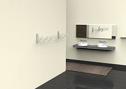 Juwel Wäschetrockner Ruck Zuck 120 (Wandtrockner ausziehbar, Trockner für innen und außen, Tragkraft 20 kg, Trockenlänge… – Bild 3