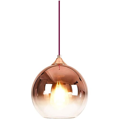 KlkrzJwy Lampada a sospensione in vetro colorato sferico Lampada a sospensione regolabile Base E27 Illuminazione a sospensione Lampadario moderno in vetro Lampada a sospensione