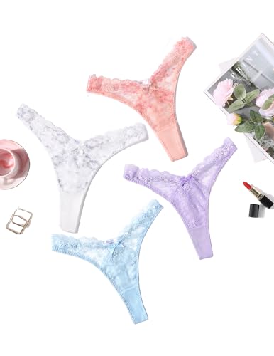 Avidlove Women Sexy Underwear Lace G-string Exotic Lingerie Panties V-Shape Cheeky Tangas with Bow Decor