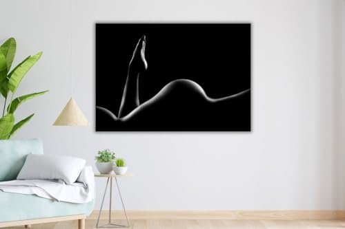 Tableau sur toile femme nue noir et blanc habiller mur vide salon 70x100 cm