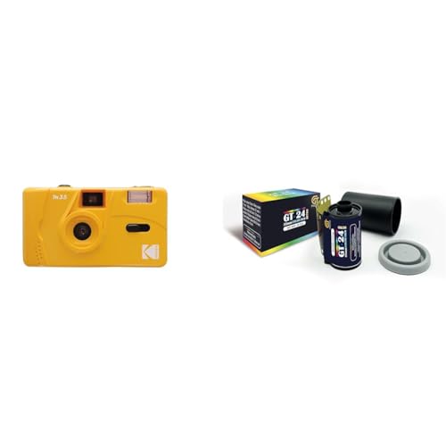 Appareil photo 35mm Kodak M35 doté d'un objectif grand angle fixe et flash intégré avec film couleur