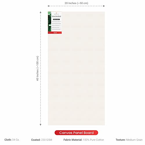 Image of Scholar Art Hobby Series 04 Oz (230 GSM) 100% Cotton Canvas Panel Board for Painting (White Blank Canvas Boards for Acrylic Paint, Oil Paint, Wet & Dry Media) | 20 inchx40 inch (50x100 cm), Pack of 6