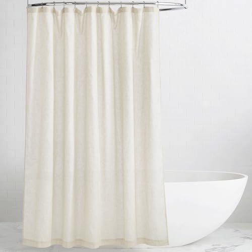 KGORGE Natural Linen Shower Curtain for Bathroom - Linen Blend Bu...