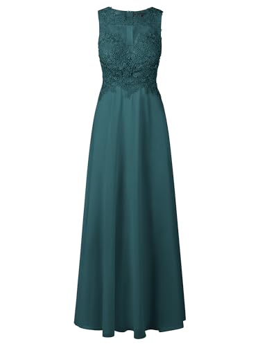 APART Abendkleid mit floraler Spitze und Tüll-Einsatz, dunkelgrün, 42