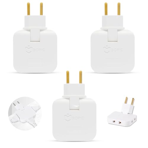 BIORYC ® (3 uds) Pack Ladrón Enchufe Múltiple Plano de Pared de 3 Tomas con Cabezal Giratorio 180º. Enchufe Triple Plano de Pared | Regleta de Enchufes Multienchufe con Diseño Extraplano