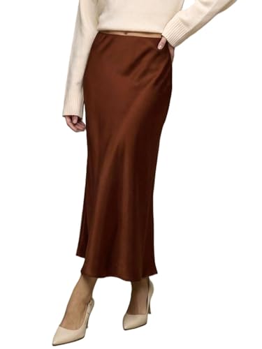 Image of ADDYVERO Premium Satin Finish Flowy A-Line Fit Midi Skirt for Women