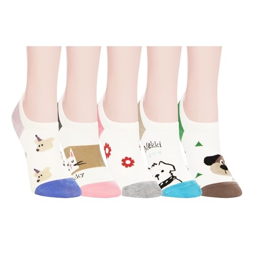 Image of Violet Mist Women No Show Socks Animal Patterned Low Cut Liner Socks Girls | Non Slip Invisible Socks, Novelty Funny Pattern Footies Flat Boat Socks Casual, Summer