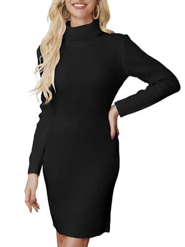 Women's Oversized Sweater Dress Turtleneck Long Sleeve Pullover Long Knit Sweater Mini Dress Trendy Outfits Spring