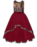 YINGJIABride Camouflage Pageant Party Dresses Wedding Guest Flower Girl Dress Tulle Burgundy Child 7