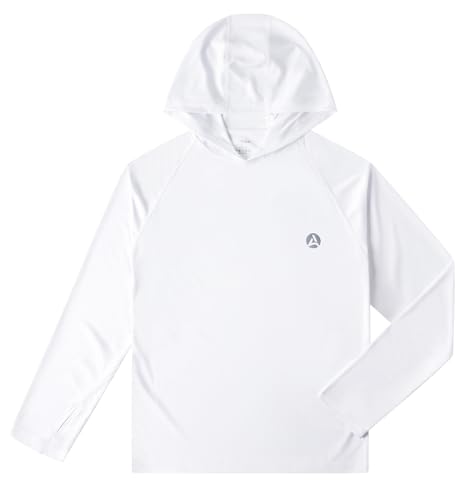 Image of Boys Grils Long Sleeve Sun Shirts UPF50+ Hoodie Thumbhole Rash Guard Quick Dry Atheltic Hiking Workout Water Playing