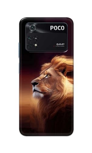Image of Plastic Printfidaa Printed Hard Back Cover Case For Mi Poco M4 Pro 4G Back Cover (Danger Lion) -112,Multicolor