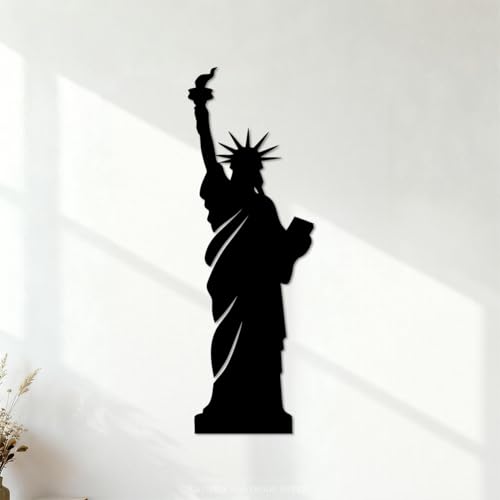 Silhouette de la Statue de la Liberté tenant une torche le jour de l'Indépendance à New York, États-Unis Stickers muraux 28x81.2cm Stickers pour vitres Noir