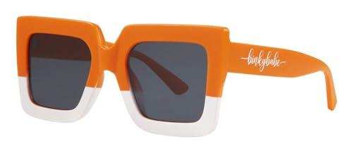 Kids Sunglasses with UV400 Protection & Reflective Lenses - Stylish Toddler Sunglasses for Boys & Girls Includes Cleaning Cloth Bag - The Blakely - Orange/White Block3