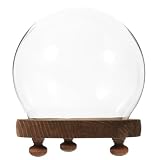 IMIKEYA Campana De Exhibición De Terrario De Planta De Cristal con Cúpula De Vidrio Transparente con Base De Madera Caja De Globos De Nieve DIY Escaparate De Recuerdos para Flores Centro