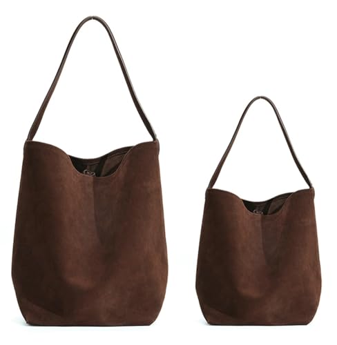 Genuine Leather Bucket Shoulder Bags for Women Ladies Large Tote Purse Handbags Soft Suede Working Satchel2