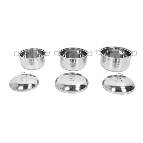 Juego de Ollas Acero Inoxidable, 3 Piezas, Antiadherente, Distribución Uniforme de Calor, Cacerolas para Cocina Inducción - Durabilidad y Versatilidad, Fácil Limpieza, Uso Diario