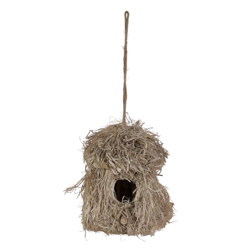 Cozy Thatched Roof Bird​ House Squirrel House - 2.4' Entry Hole with Ventilation, Natural Straw Exterior for Outdoor Garden, Wild Bird Nesting and Wildlife Habitat