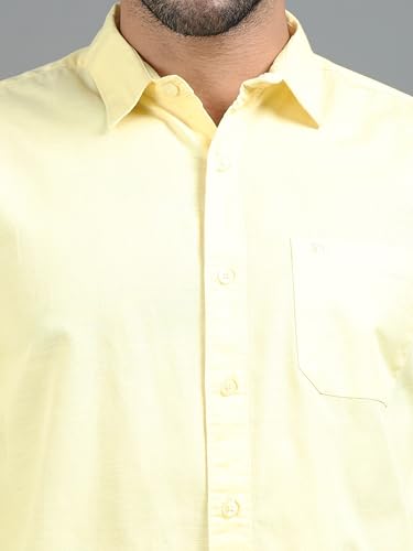 Image of Men Slim Fit Solid Spread Collar Casual Shirt