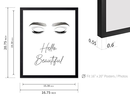 Image of Poster Master Fashion Poster - Hello Beautiful Print - Trendy Art - Modern Art - Minimal Art - Gift for Men, Women & Fashionista - Glam Decor for Dorm, Living Room or Bedroom, 16x20 Black Framed
