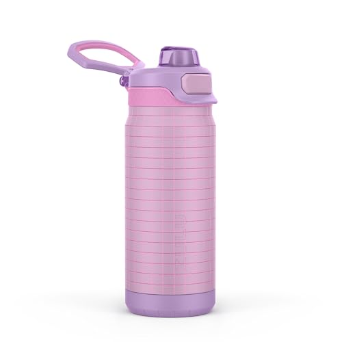 Image of ZULU Powerfill Pro 18oz Kids Stainless Steel Water Bottle with Quick Fill Lid, Triple Wall Vacuum Insulated, Leak Proof Locking Lid, Sip & Chug, Reusable, BPA Free, Dishwasher Safe, Grape Grid