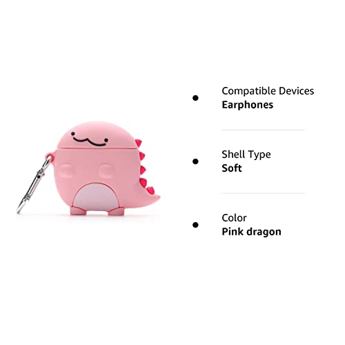 Compatible With Airpods 1&2 Case，3D Cute Funny Silicone Skin Care Bottles Case Design, Accessories Key Chain Suitable For Fashion Girl Child Teen Boy Airpods 1&2Case (Pink Dragon) #TOP6